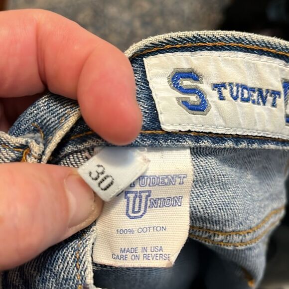 Vintage Ohio State Logo Blue Distressed Denim Jeans Made in USA Collegiate - Picture 13 of 13